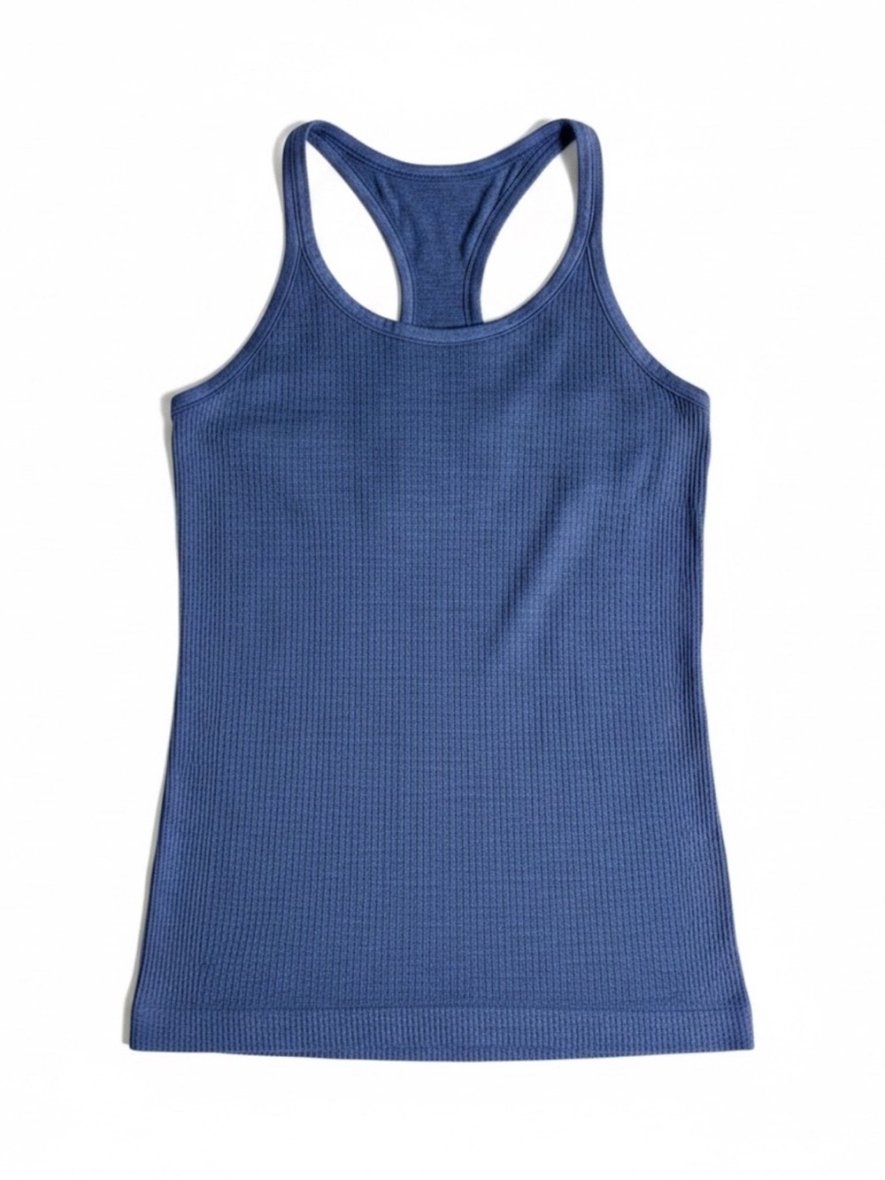 Ribbed Blue Racerback Tank Top - Picture 2 of 8